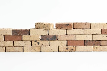 Pattern of brown, white bricks isolated on white background