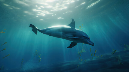 Dolphin Underwater, Generative AI, Illustration
