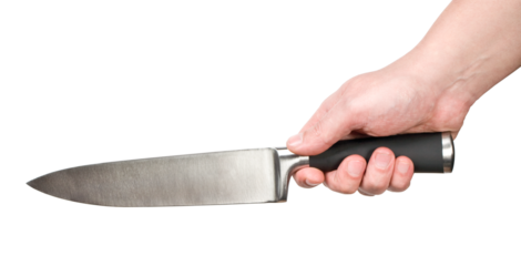 hand with a kitchen knife