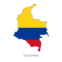 Colombia map and flag. Detailed silhouette vector illustration