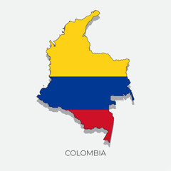 Colombia map and flag. Detailed silhouette vector illustration