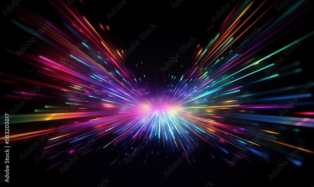 Poster a colorful explosion of light streaks on a black background with a black background and a black back