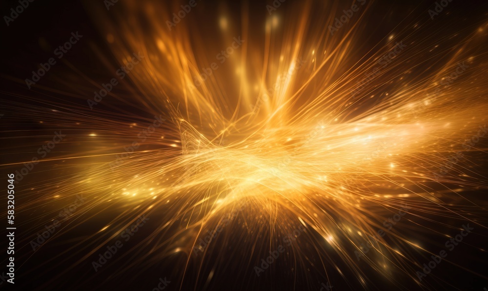 Aufkleber a yellow and black background with a burst of lightening from the center of the image and a black ba