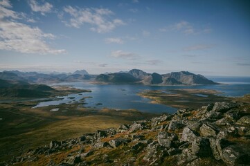 Landscape view of the island with rocky formations