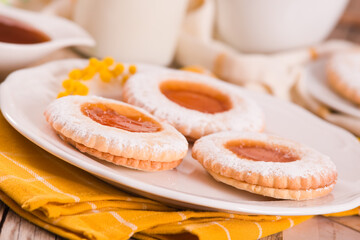 Jam filled butter cookies.