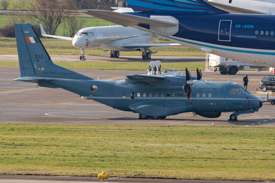 Irish air corps C-295 plane is parking in Zurich in Switzerland 19.1.2023