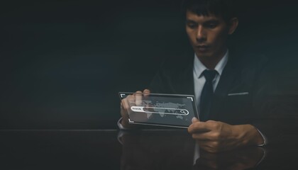 Concept of data search and engine optimization, a man searching information on an internet network