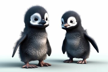 Obraz premium group of penguins isolated on white