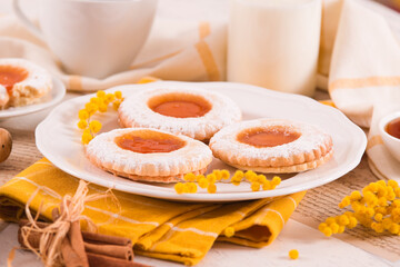 Jam filled butter cookies.