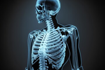 A Three-Dimensional Medicals X-Ray: Skeleton Anatomy of a Human Body: Generative AI