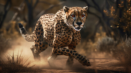 Cheetah running in the desert,generative ai