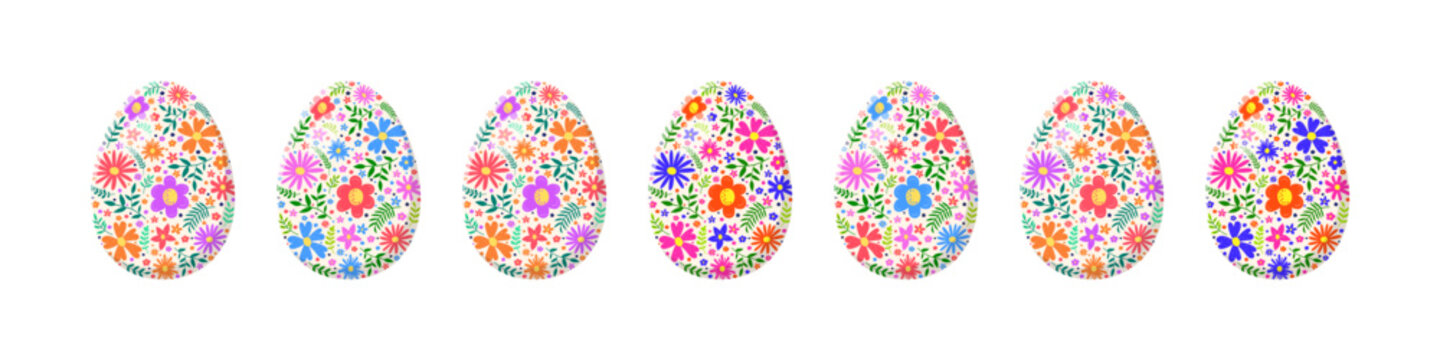 Floral eggs. Easter concept. Vector illustration