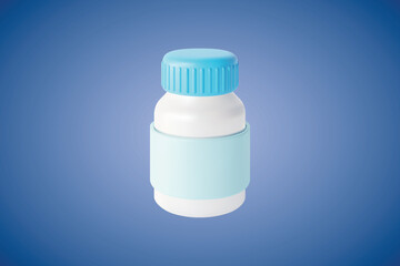 3d Health Care Concept Plasticine Cartoon Style on a Blue. Vector illustration of Plastic Medicine Bottle