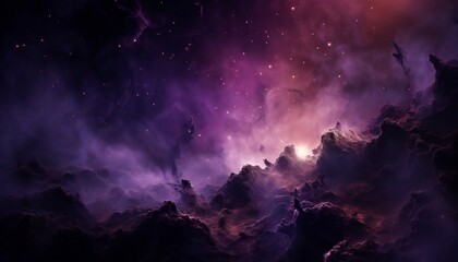 Fototapeta na wymiar Violet Nebula Space, Stars Generative AI