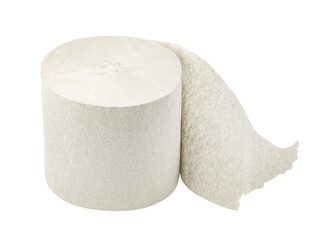 Toilet paper roll, coarse grey, isolated on white background with clipping path