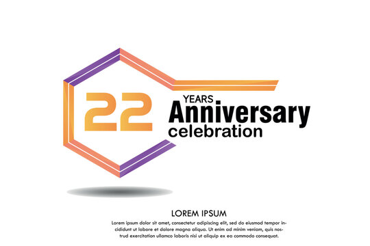 22nd years anniversary celebration isolated logo with colorful number and frame text on white background vector design