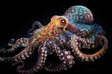 An octopus on a dark background