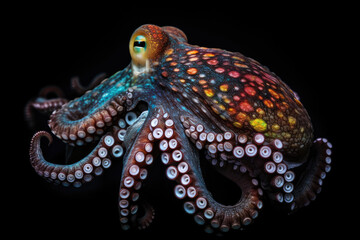 Fototapeta na wymiar octopus on a black background