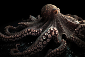 Fototapeta premium octopus on a black background