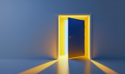  an open door with a bright light coming in from the center of the room and a bright light coming in from the center of the room.  generative ai