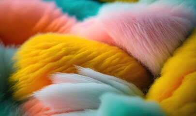 Fototapeta na wymiar a close up of a multicolored fur material with a blurry effect to the fur on the fur and the fur on the fur on the fur. generative ai