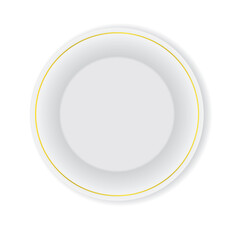 White plate with gold decoration isolated on a white background