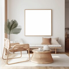 modern interior background, living room, Scandinavian style, 3D render, generative AI