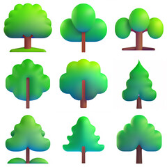 3D Tree Icon Set