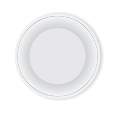 White plate with silver decoration isolated on a white background