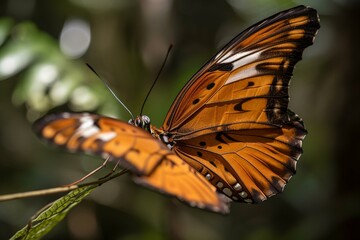 Fototapeta na wymiar A close-up of a butterfly's wingspan in flight Generative AI