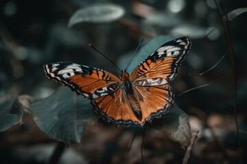 A butterfly with its wings folded, blending into the environment Generative AI