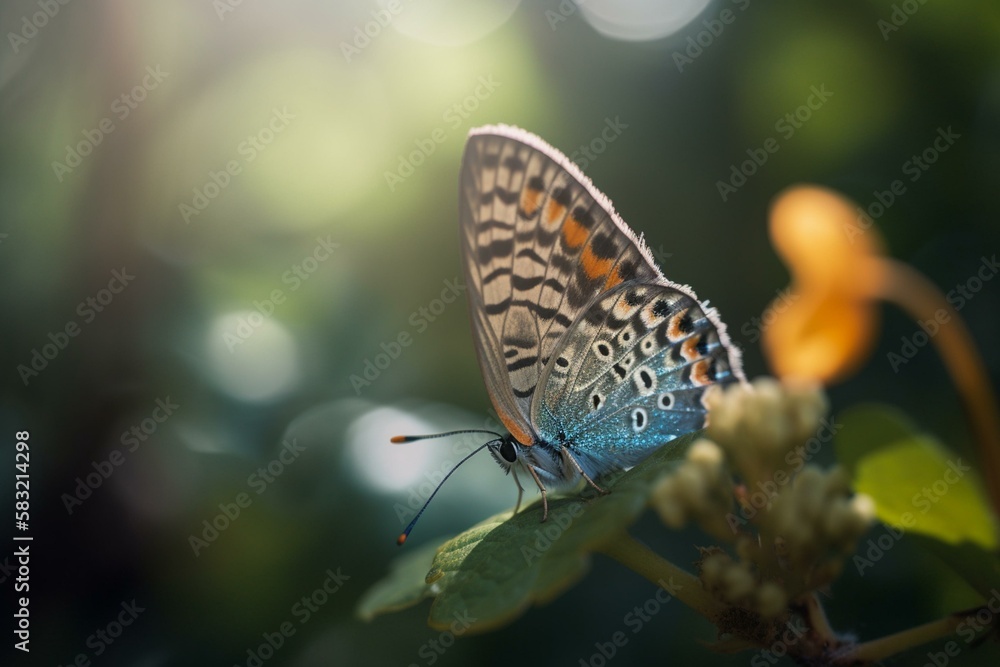 Poster a butterfly with a bokeh background generative ai