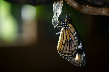 A butterfly emerging from its chrysalis Generative AI
