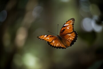 Fototapeta na wymiar A butterfly in mid-flight, captured with a slow shutter speed Generative AI