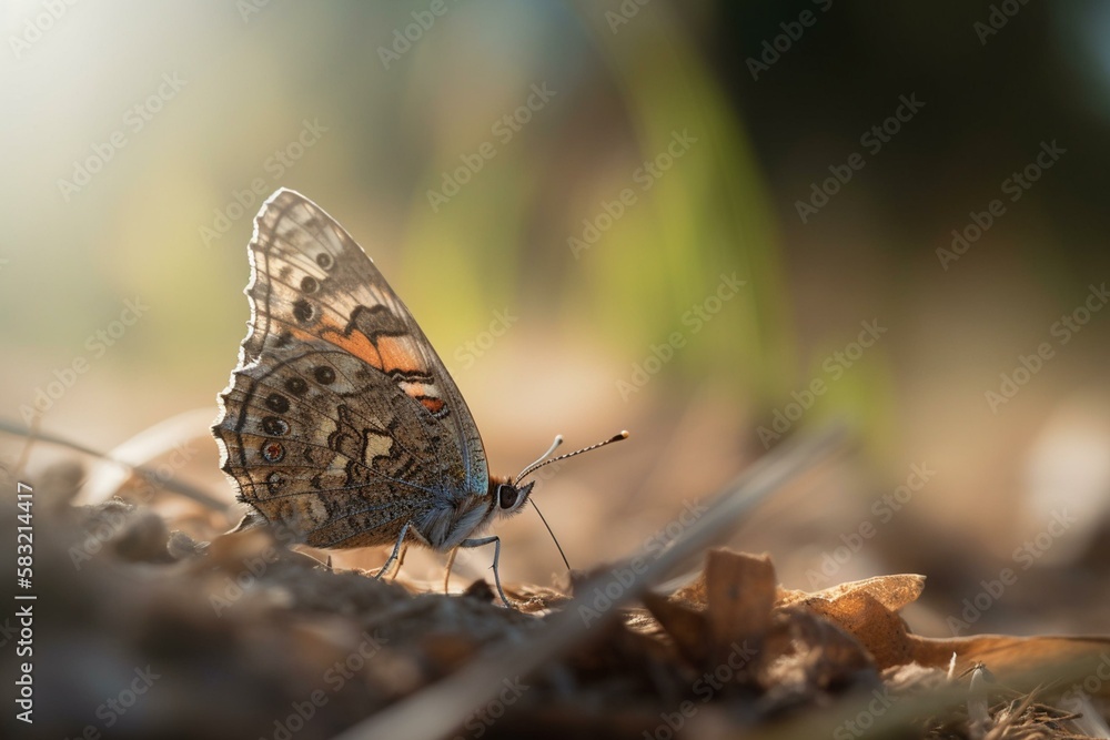 Poster A butterfly with a blurred foreground and background Generative AI