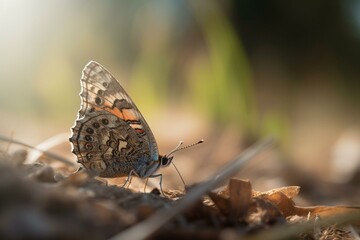 Obraz premium A butterfly with a blurred foreground and background Generative AI