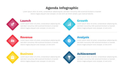 Obraz premium Fully Editable Agenda infographic template