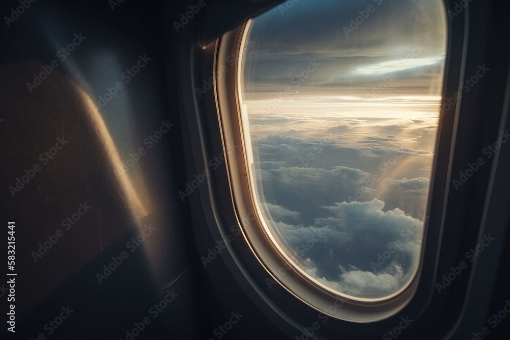 Poster a view of the clouds from an airplane window.