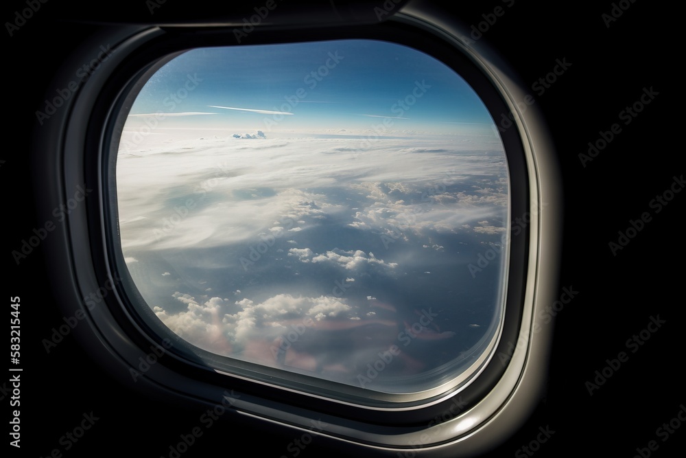Poster a view of the clouds from an airplane window.