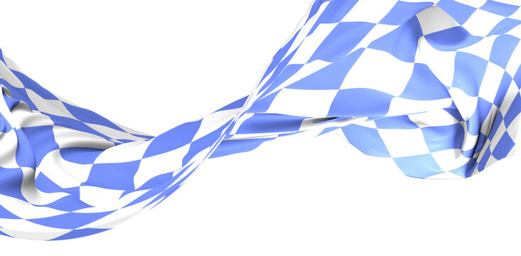 Flag of Bavaria, Germany. 3D rendering illustration of waving sign symbol.