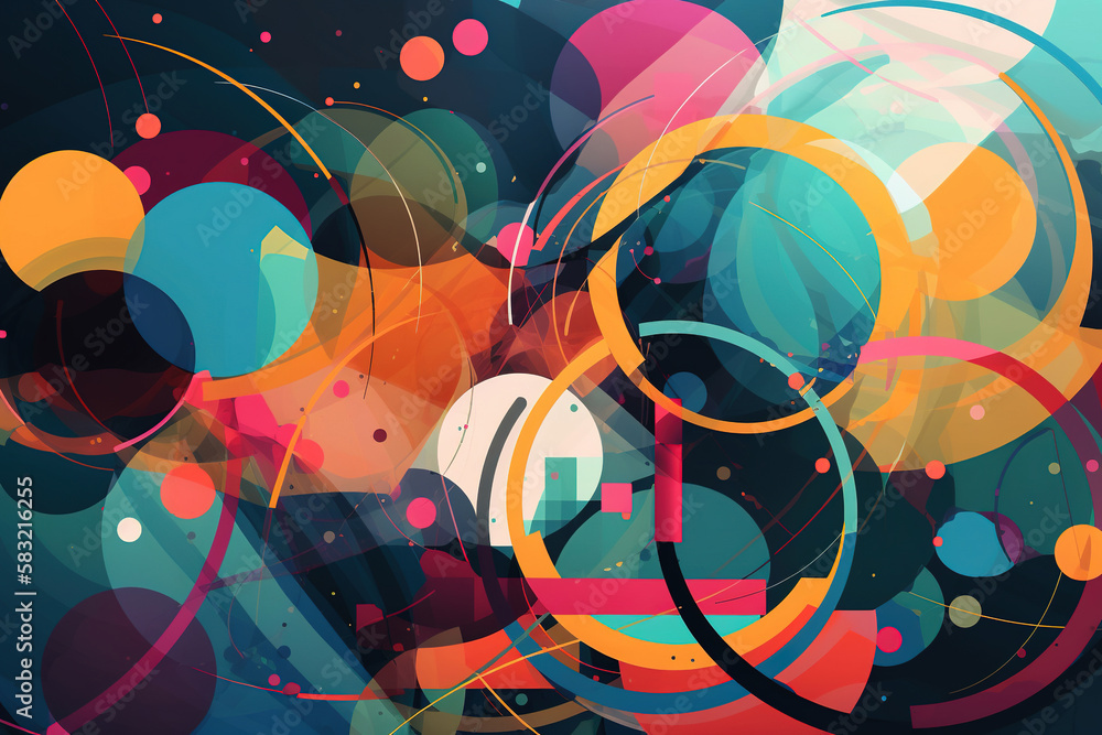 Poster abstract lines and colorful circles