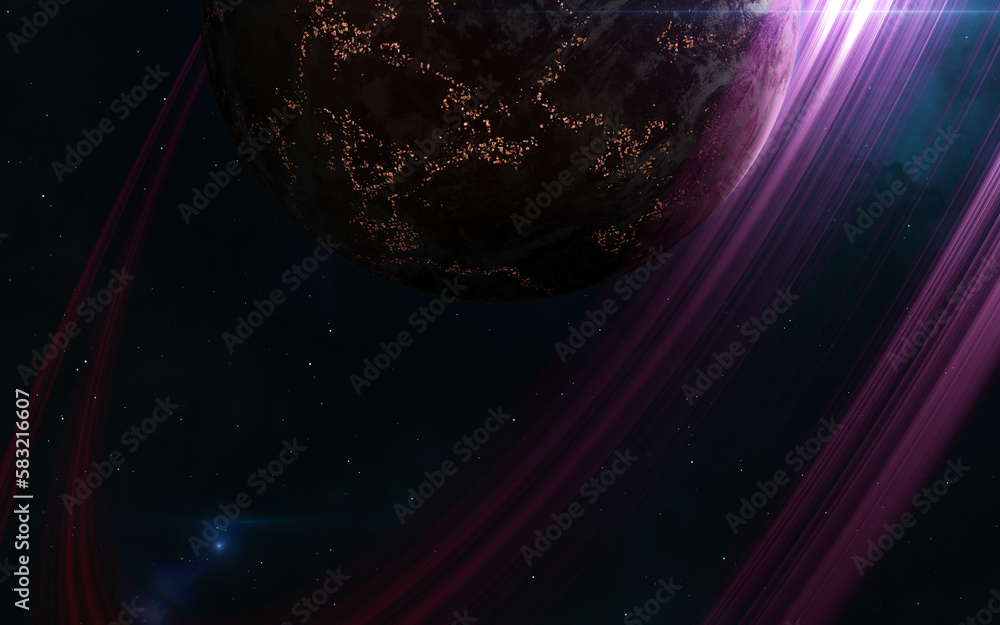 Wall mural inhabited planet in deep space. science fiction. elements of this image furnished by nasa