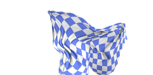 Highly detailed flag of Bavaria waving in the wind. Light blue sky is shining through the fabric texture.