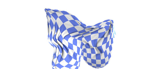 Highly detailed flag of Bavaria waving in the wind. Light blue sky is shining through the fabric texture.