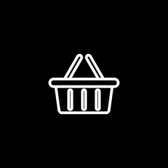 Shopping basket icon isolated on black background.