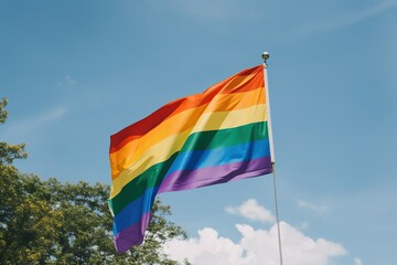 rainbow flag on the sky