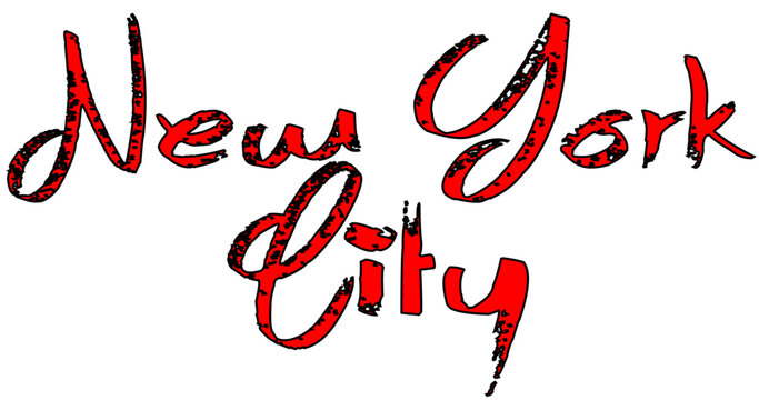 New York City text sign illustration on White Background