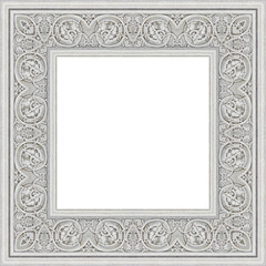 Detail of an old Italian molding stone eaves with foliage and plants - Square shape composition with internal copy space