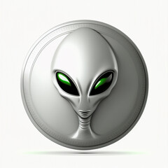Fototapeta na wymiar Alien icon extraterrestrial sign isolated on white background. Emoji emoticon UFO alien. 3D realistic illustration. Based on Generative AI
