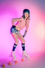 Obraz premium Fille des années 80 en Rollers